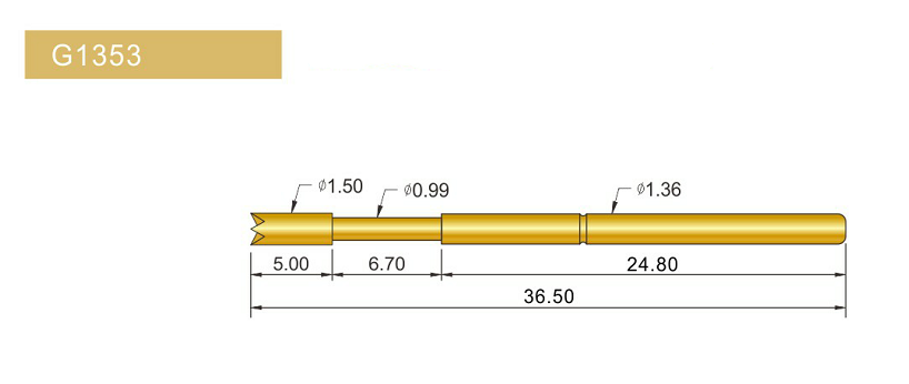 G1353-Q探針、四爪頭探針、1.36mm測(cè)試針、總長(zhǎng)36.5mm、彈簧針圖片、測(cè)試針圖片、頂針圖片、探針圖片