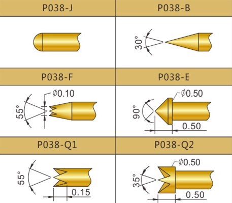 PA038測(cè)試探針頭型，華榮華探針廠家